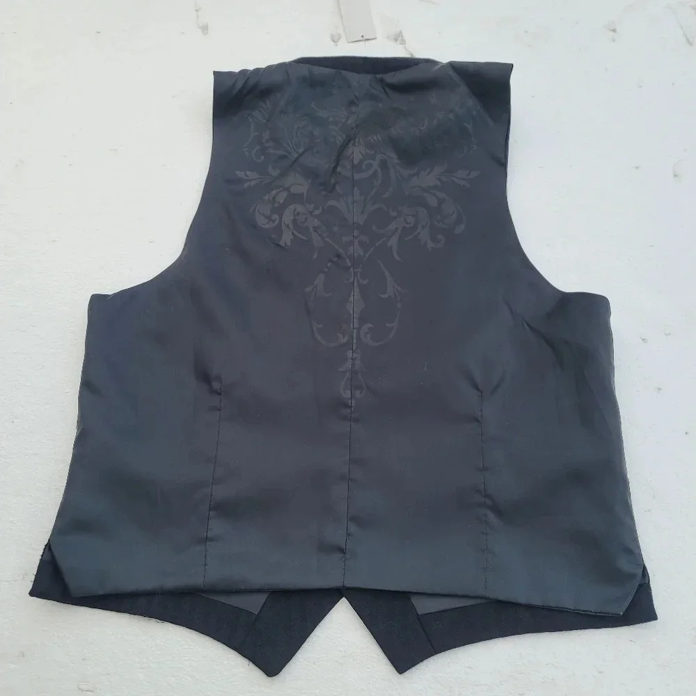 NWT Eighty Eight Platinum Young Men's L Large Vest Solid Black Picture Wedding